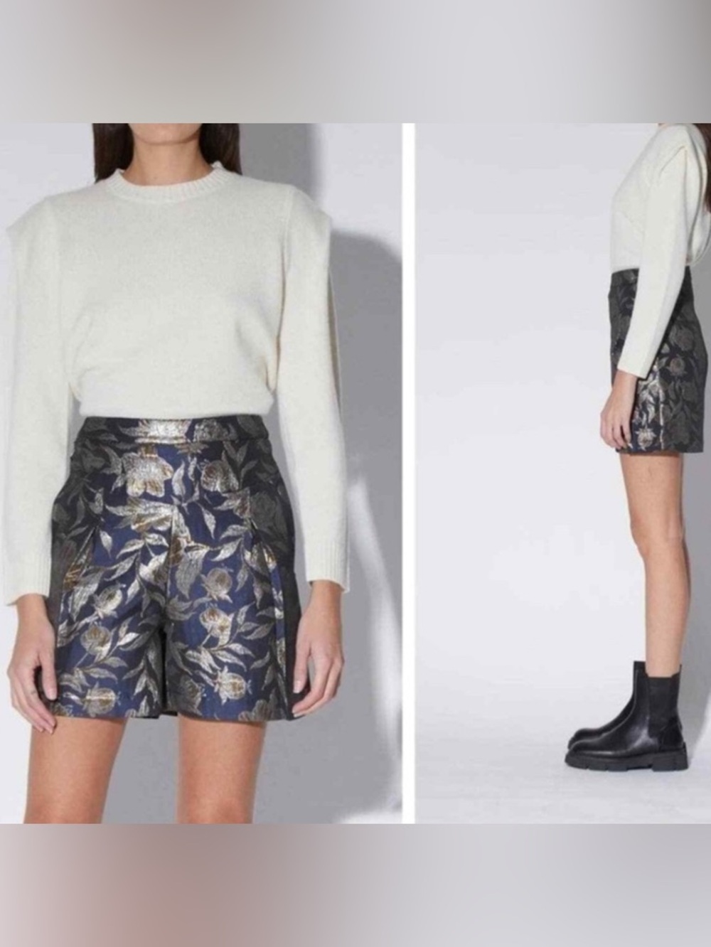 Walter Baker Taylor Metallic Floral Brocade
Shorts Size 12 High Waist - Picture 9 of 10